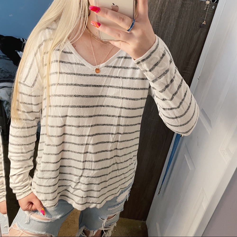 A NEW DAY white striped long sleeve
